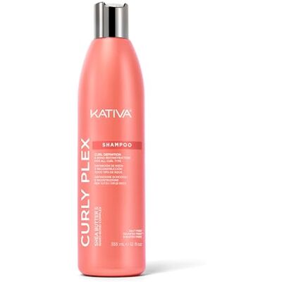 KATIVA Curly Plex sulfaatvrije shampoo voor krullend haar, 355 ml, hydraterende en anti-kroesshampoo, definieert krullen, nano-bond-complex, sheaboter en lijnzaad, veganistisch KATIVA Curly Plex sulfaatvrije shampoo voor krullend haar, 355 ml, hydraterende en anti-kroesshampoo, definieert krullen, nano-bond-complex, sheaboter en lijnzaad, veganistisch