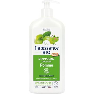 Natessance Kids Shampoo voor lichaam en haar, appel zonder sulfaat, 500 ml Natessance Kids Shampoo voor lichaam en haar, appel zonder sulfaat, 500 ml