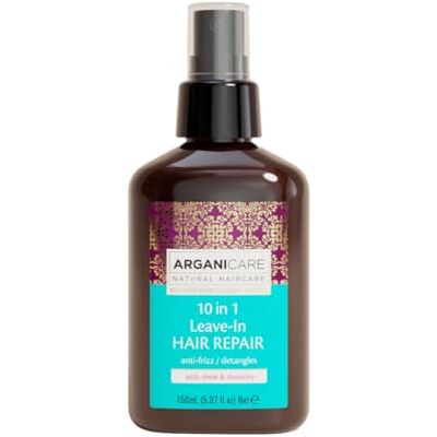 Arganicare Argan-serie 10-in-1 anti-kroes herstellende en ontwarrende spray met biologische arganolie weerbarstig en beschadigd haar elimineert kroezen voorkomt en behandelt gespleten Arganicare Argan-serie 10-in-1 anti-kroes herstellende en ontwarrende spray met biologische arganolie weerbarstig en beschadigd haar elimineert kroezen voorkomt en behandelt gespleten