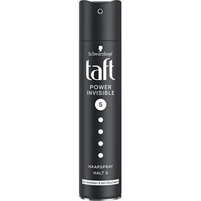 TAFT Power Invisible Hair Styling Spray, level 5 Hold (250 ml), niet-klonterende, siliconenvrije stylingspray voor tot 24-uur hold TAFT Power Invisible Hair Styling Spray, level 5 Hold (250 ml), niet-klonterende, siliconenvrije stylingspray voor tot 24-uur hold