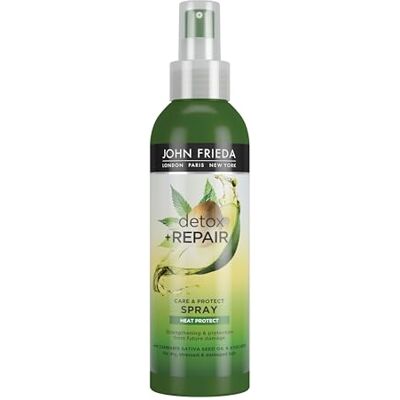 John Frieda Detox & Repair Care & Protect Hittebeschermingsspray voor droog, gestrest en beschadigd haar met cannabis sativa en avocado, 200 ml John Frieda Detox & Repair Care & Protect Hittebeschermingsspray voor droog, gestrest en beschadigd haar met cannabis sativa en avocado, 200 ml