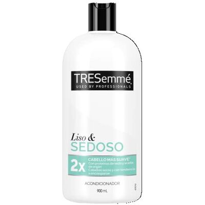 TRESemmé Gladde, zijdeachtige haarspoeling voor droog en krullend haar met zijdeproteïnen en arganolie, maakt glad en hydrateert 900 ml TRESemmé Gladde, zijdeachtige haarspoeling voor droog en krullend haar met zijdeproteïnen en arganolie, maakt glad en hydrateert 900 ml