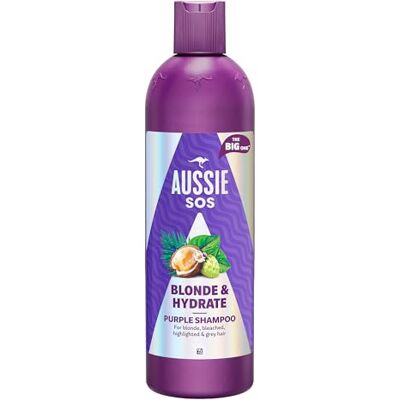 Aussie SOS Blonde & Hydrate Antijaune Shampoo 500 ml voor gebleekt, gekleurd en grijs haar, neutraliseert gele tinten, verhoogt de helderheid, zachtheid en glans Aussie SOS Blonde & Hydrate Antijaune Shampoo 500 ml voor gebleekt, gekleurd en grijs haar, neutraliseert gele tinten, verhoogt de helderheid, zachtheid en glans