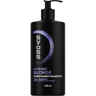 Syoss Intense Blond kleurende shampoo (440 ml), shampoo voor blond, grijs en highlights haar, neutraliseert de gele tint vanaf het eerste gebruik, formule met 3% blond complex Syoss Intense Blond kleurende shampoo (440 ml), shampoo voor blond, grijs en highlights haar, neutraliseert de gele tint vanaf het eerste gebruik, formule met 3% blond complex