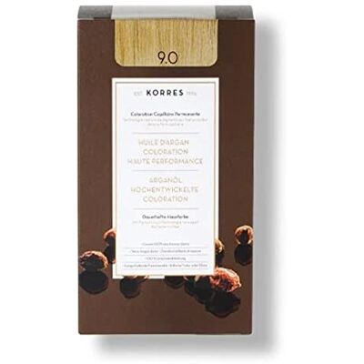 KORRES Argan Oil kleurstof – ammoniakvrije kleurstof lichtblond 9.0 – 100% grijze en veganistische haarafdekking voor een langdurig kleurresultaat KORRES Argan Oil kleurstof – ammoniakvrije kleurstof lichtblond 9.0 – 100% grijze en veganistische haarafdekking voor een langdurig kleurresultaat