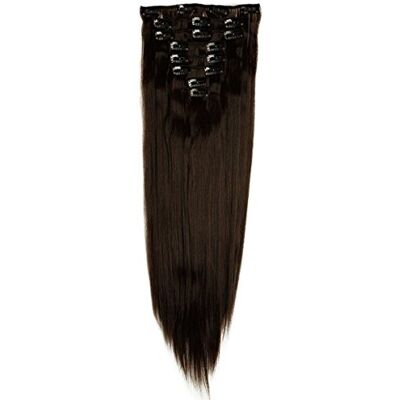 S-noilite Clip-in extensions, echt haar, 8 strengen, 18 clips, 66 cm, recht donkerbruin S-noilite Clip-in extensions, echt haar, 8 strengen, 18 clips, 66 cm, recht donkerbruin