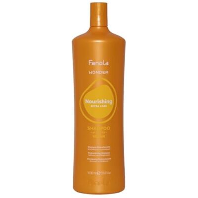 FANOLA Wonder Nourishing Extra Care Herstructurerende shampoo voor droog, fijn haar, pannenkoeken en behandeld haar met delicate werking, voor zacht en helder haar, zonder siliconen, 1000 ml FANOLA Wonder Nourishing Extra Care Herstructurerende shampoo voor droog, fijn haar, pannenkoeken en behandeld haar met delicate werking, voor zacht en helder haar, zonder siliconen, 1000 ml
