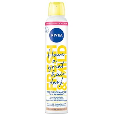 NIVEA Fresh & Mild droge shampoo voor licht haar (200 ml), extra milde droge shampoo met aangename geur, droge shampoo voor langdurige frisheid NIVEA Fresh & Mild droge shampoo voor licht haar (200 ml), extra milde droge shampoo met aangename geur, droge shampoo voor langdurige frisheid
