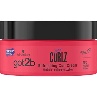Got2B gotCurlz Refreshing Curl Cream (1 x 200 ml), vochtinbrengende crème voor styling en voedende krullen, definiëren en voeden zonder gewicht Got2B gotCurlz Refreshing Curl Cream (1 x 200 ml), vochtinbrengende crème voor styling en voedende krullen, definiëren en voeden zonder gewicht