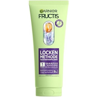 Garnier Vochtinbrengende shampoo voor alle soorten krullen, voor onmiddellijke krullen, met 5% hyaluronzuur en shea-vetzuren, veganistisch, siliconenvrij, krulmethode Garnier Vochtinbrengende shampoo voor alle soorten krullen, voor onmiddellijke krullen, met 5% hyaluronzuur en shea-vetzuren, veganistisch, siliconenvrij, krulmethode