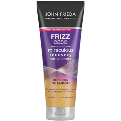 John Frieda Frizz Ease Miraculous Recovery Shampoo met argan-, kokos-, en moringaolie voor droog, beschadigd en pluzig haar 250 ml John Frieda Frizz Ease Miraculous Recovery Shampoo met argan-, kokos-, en moringaolie voor droog, beschadigd en pluzig haar 250 ml