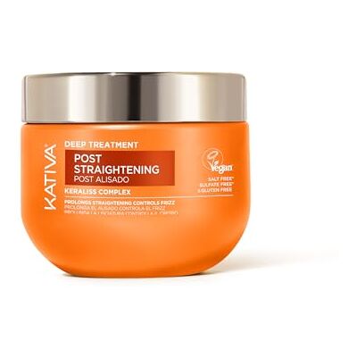 KATIVA Keraliss Complex Post Straightening Mask, 300 ml, diepe verzorging voor glad haar, verlengt het gladmaken, anti-kroes, hydratatie en glans, zoutvrij, sulfaatvrij, veganistisch KATIVA Keraliss Complex Post Straightening Mask, 300 ml, diepe verzorging voor glad haar, verlengt het gladmaken, anti-kroes, hydratatie en glans, zoutvrij, sulfaatvrij, veganistisch