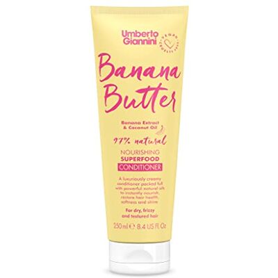 Umberto Giannini Voedende bananenboter conditioner, veganistisch, dierproefvrij, hydraterende formule voor droog, gestructureerd of donker haar, 250 ml Umberto Giannini Voedende bananenboter conditioner, veganistisch, dierproefvrij, hydraterende formule voor droog, gestructureerd of donker haar, 250 ml