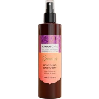 Arganicare Monoi bleekspray met natuurlijk zoneffect, verlicht en verlicht geleidelijk blond tot bruin haar, geschikt voor alle haartypes, formaat 250 ml Arganicare Monoi bleekspray met natuurlijk zoneffect, verlicht en verlicht geleidelijk blond tot bruin haar, geschikt voor alle haartypes, formaat 250 ml