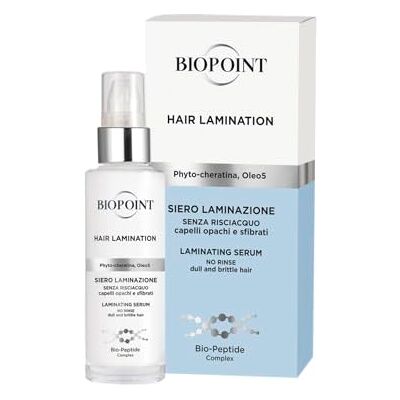 BIOPOINT Hair Lamination Lamination Serum voor beschadigd en beschadigd haar, herstelt het haar en geeft hydratatie, zachtheid en helderheid met spiegeleffect, 50 ml BIOPOINT Hair Lamination Lamination Serum voor beschadigd en beschadigd haar, herstelt het haar en geeft hydratatie, zachtheid en helderheid met spiegeleffect, 50 ml
