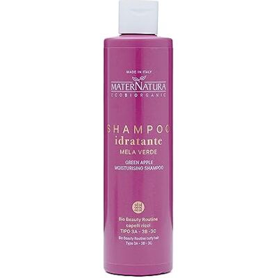 Maternatura , Hydraterende shampoo voor krullend haar met groene appel, definieert krullen, anti-kroeseffect, biologische schoonheidsroutine krullend haar, gemaakt in Italië 250 ml Maternatura , Hydraterende shampoo voor krullend haar met groene appel, definieert krullen, anti-kroeseffect, biologische schoonheidsroutine krullend haar, gemaakt in Italië 250 ml