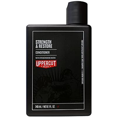 UPPERCUT DELUXE Strength and Restore Conditioner 240 ml Doordrenkt met biotine en cafeïne om een gezonde haargroei te bevorderen. Verzorgt en versterkt. Geschikt voor alle haartypes UPPERCUT DELUXE Strength and Restore Conditioner 240 ml Doordrenkt met biotine en cafeïne om een gezonde haargroei te bevorderen. Verzorgt en versterkt. Geschikt voor alle haartypes