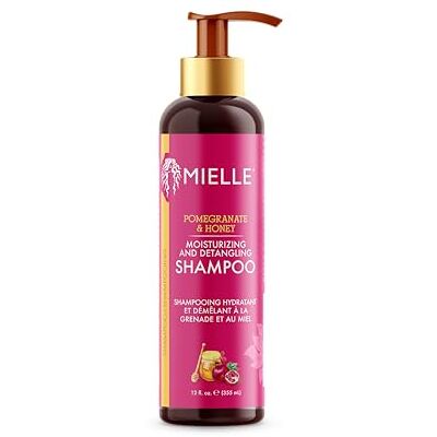 Mielle Organics Mielle Ontwarrende en hydraterende shampoo met granaatappel en honing, shampoo voor krullend haar voor dames, verrijkt met honing en babassu-olie om vuil te verwijderen, knopen los te maken en vast te Mielle Organics Mielle Ontwarrende en hydraterende shampoo met granaatappel en honing, shampoo voor krullend haar voor dames, verrijkt met honing en babassu-olie om vuil te verwijderen, knopen los te maken en vast te