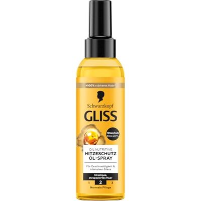Gliss Kur Oil Nutritive Hittebeschermingsspray met omega 9 en marulaolie (150 ml), stylingspray beschermt het haar tegen hitte tot 230 °C bij het gladmaken, stylen Gliss Kur Oil Nutritive Hittebeschermingsspray met omega 9 en marulaolie (150 ml), stylingspray beschermt het haar tegen hitte tot 230 °C bij het gladmaken, stylen