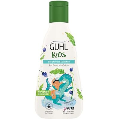 Guhl Kids 2-in-1 shampoo en douchegel, inhoud 250 ml, speciaal ontwikkeld voor kinderen, trekt niet uit, kindvriendelijk design, Cosmos Natural gecertificeerd Guhl Kids 2-in-1 shampoo en douchegel, inhoud 250 ml, speciaal ontwikkeld voor kinderen, trekt niet uit, kindvriendelijk design, Cosmos Natural gecertificeerd