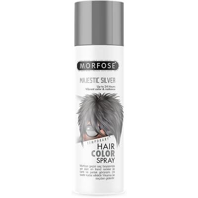 MORFOSE Majestic Silver Temporary Hair Color tijdelijke kleurspray 150 ml levendige en trendy kleuren tot 24 uur gemakkelijk te verwijderen bij het wassen. MORFOSE Majestic Silver Temporary Hair Color tijdelijke kleurspray 150 ml levendige en trendy kleuren tot 24 uur gemakkelijk te verwijderen bij het wassen.
