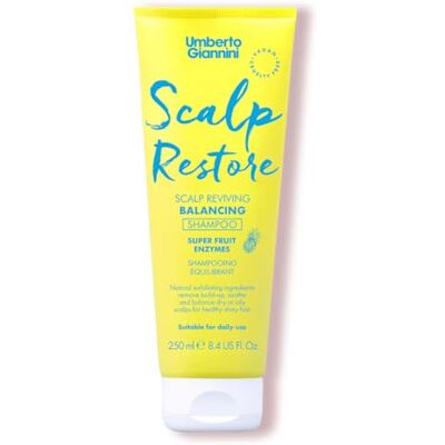 Umberto Giannini Scalp Restore Veganistische en dierproefvrije shampoo, revitaliserende anti-roos formule met super fruitenzymen, 250 ml Umberto Giannini Scalp Restore Veganistische en dierproefvrije shampoo, revitaliserende anti-roos formule met super fruitenzymen, 250 ml