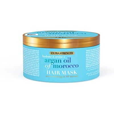 OGX Extra sterk hydraterend en revitaliserend haarmasker + arganolie uit Marokko (pot van 300 ml) – hydraterend en herstellend haarmasker voor beschadigd haar – rijk masker voor stralend haar OGX Extra sterk hydraterend en revitaliserend haarmasker + arganolie uit Marokko (pot van 300 ml) – hydraterend en herstellend haarmasker voor beschadigd haar – rijk masker voor stralend haar