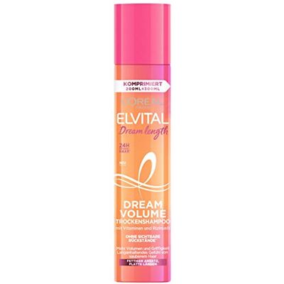 L'Oreal Paris L'Oréal Paris Elvital 24 uur droge shampoo zonder zichtbare resten, tegen vettige wortels met vitaminen en ricinusolie, Dream Volume Dry shampoo, 200 ml L'Oreal Paris L'Oréal Paris Elvital 24 uur droge shampoo zonder zichtbare resten, tegen vettige wortels met vitaminen en ricinusolie, Dream Volume Dry shampoo, 200 ml