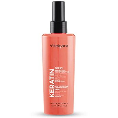Vitalcare Keratine Versterkende en warmtebeschermende spray voor ontrafeld haar, met keratine en arginine, zonder uitspoelen, 125 ml Vitalcare Keratine Versterkende en warmtebeschermende spray voor ontrafeld haar, met keratine en arginine, zonder uitspoelen, 125 ml
