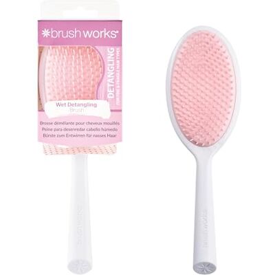Brushworks Natte ontwarrende borstel, flexibele borstelharen in gemengde lengte voor droog en vochtig haar, zacht voor dun en breekbaar haar, vermindert breuk, gemaakt van 74% Brushworks Natte ontwarrende borstel, flexibele borstelharen in gemengde lengte voor droog en vochtig haar, zacht voor dun en breekbaar haar, vermindert breuk, gemaakt van 74%