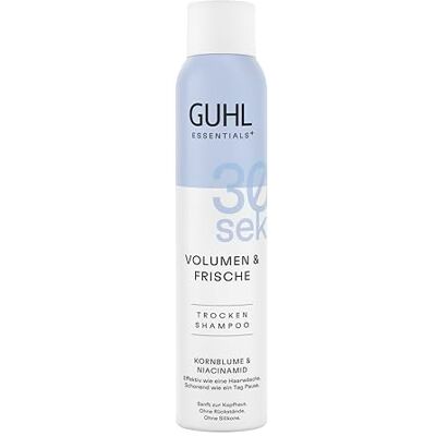 Guhl 30 seconden droge shampoo, volume en frisheid, inhoud: 200 ml, niacinamide en korenbloem, effectief als shampoo, zacht als een dagpauze, zonder resten, zonder siliconen Guhl 30 seconden droge shampoo, volume en frisheid, inhoud: 200 ml, niacinamide en korenbloem, effectief als shampoo, zacht als een dagpauze, zonder resten, zonder siliconen