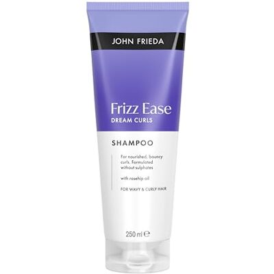 John Frieda Frizz Ease Dream Curls Shampooing définisseur de boucles hydrate et rehausse les vagues et les boucles à l'huile de rose musquée sans sulfates Formule végétalienne 250 ml John Frieda Frizz Ease Dream Curls Shampooing définisseur de boucles hydrate et rehausse les vagues et les boucles à l'huile de rose musquée sans sulfates Formule végétalienne 250 ml