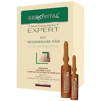 GEROVITAL Tratament Expert Regenererend en versterkend haarserum met keratine, voorkomt haaruitval en stimuleert de groei, 10 flessen x 5 ml / 10 flessen x 10 ml GEROVITAL Tratament Expert Regenererend en versterkend haarserum met keratine, voorkomt haaruitval en stimuleert de groei, 10 flessen x 5 ml / 10 flessen x 10 ml
