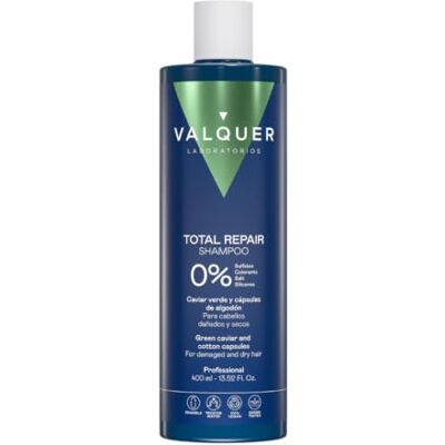 Valquer Laboratorios VALQUER Total Repair Repair Shampoo, droog en beschadigd haar, 400 ml Sulfaatvrij, intensieve hydratatie, plantaardige keratine, veganistisch Valquer Laboratorios VALQUER Total Repair Repair Shampoo, droog en beschadigd haar, 400 ml Sulfaatvrij, intensieve hydratatie, plantaardige keratine, veganistisch