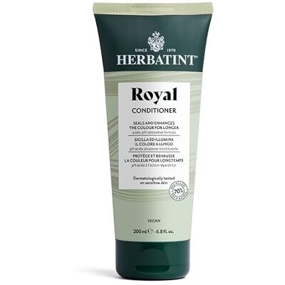 Herbatint Royal Conditioner Royal Gelatine Balm 200 ml, Specifieke regenererende conditioner voor gekleurd haar, exclusieve formule met pH-zuur en biologische aloë vera, 96% natuurlijke ingrediënten, Herbatint Royal Conditioner Royal Gelatine Balm 200 ml, Specifieke regenererende conditioner voor gekleurd haar, exclusieve formule met pH-zuur en biologische aloë vera, 96% natuurlijke ingrediënten,