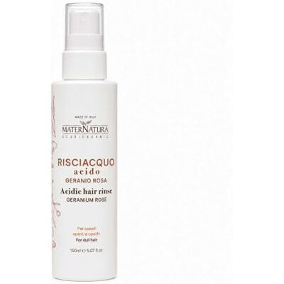 Maternatura , Zuurspoeling voor haar met geranium, roze, eindspoelspray met fruitzuren voor het verwijderen van kalkresten, klaar voor gebruik, biologisch, gemaakt in Italië, 150 ml Maternatura , Zuurspoeling voor haar met geranium, roze, eindspoelspray met fruitzuren voor het verwijderen van kalkresten, klaar voor gebruik, biologisch, gemaakt in Italië, 150 ml