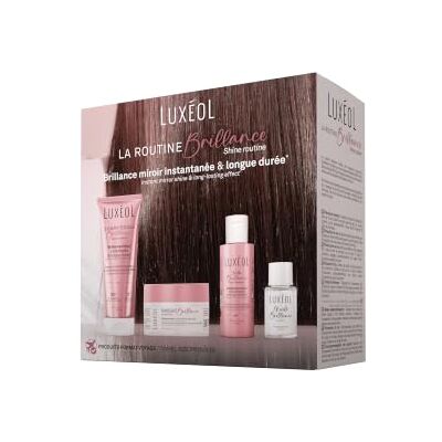 Luxéol Routine glans reisset – dof en poreus haar Spiegelglans & zonder kroes – shampoo (75 ml) + masker (50 ml) + verzorging (50 ml) + olie (15 ml) – gemaakt in Frankrijk Luxéol Routine glans reisset – dof en poreus haar Spiegelglans & zonder kroes – shampoo (75 ml) + masker (50 ml) + verzorging (50 ml) + olie (15 ml) – gemaakt in Frankrijk