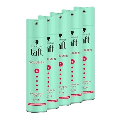 TAFT Schwarzkopf Volume haarspray, 5 stuks (5 x 250 ml), houdniveau 5, voor dun en dunner wordend haar, veganistische formule TAFT Schwarzkopf Volume haarspray, 5 stuks (5 x 250 ml), houdniveau 5, voor dun en dunner wordend haar, veganistische formule