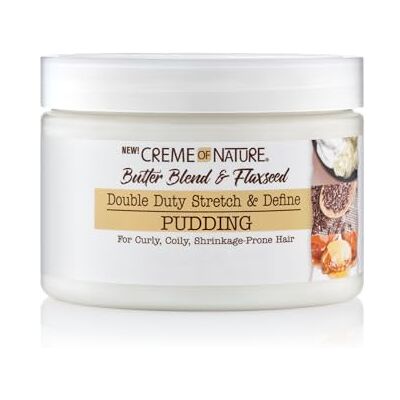 Creme of Nature , Butter Blend & Flaxseed, Pudding Styling Cream, geeft elasticiteit en definitie van krullen, hydrateert, niet plakkerig, krullend haar, zonder uitspoelen, 326 ml Creme of Nature , Butter Blend & Flaxseed, Pudding Styling Cream, geeft elasticiteit en definitie van krullen, hydrateert, niet plakkerig, krullend haar, zonder uitspoelen, 326 ml