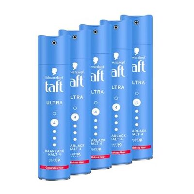 TAFT Schwarzkopf 5 stuks ultra haarlak (5 x 250 ml) fixatie 4 voor alle haartypes, veganistische formule TAFT Schwarzkopf 5 stuks ultra haarlak (5 x 250 ml) fixatie 4 voor alle haartypes, veganistische formule