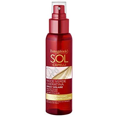 Bottega Verde Sol Haarspray voor vitaal en zacht haar, 100 ml, met groene walnootolie en keratine, UVA/UVB-zonnefilter, anti-crêpewerking, beschermt tegen zon, zee en Bottega Verde Sol Haarspray voor vitaal en zacht haar, 100 ml, met groene walnootolie en keratine, UVA/UVB-zonnefilter, anti-crêpewerking, beschermt tegen zon, zee en
