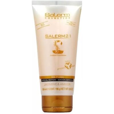 SALERM 21 Jasmijn en amber 200 ml masker en conditioner zonder uitspoelen anti-kroes reparatie open punten hydrateert diep SALERM 21 Jasmijn en amber 200 ml masker en conditioner zonder uitspoelen anti-kroes reparatie open punten hydrateert diep
