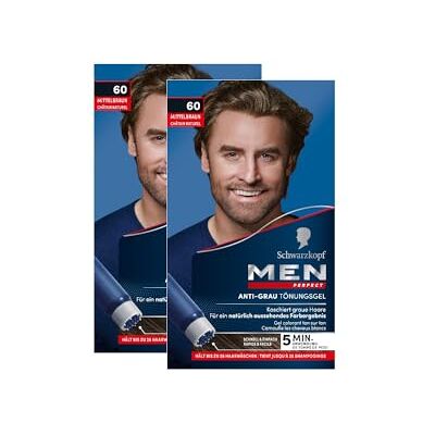 Men Perfect Anti-grijze kleurgel 60 middenbruin (2 x 80 ml) voor mannen voor een natuurlijk resultaat Men Perfect Anti-grijze kleurgel 60 middenbruin (2 x 80 ml) voor mannen voor een natuurlijk resultaat