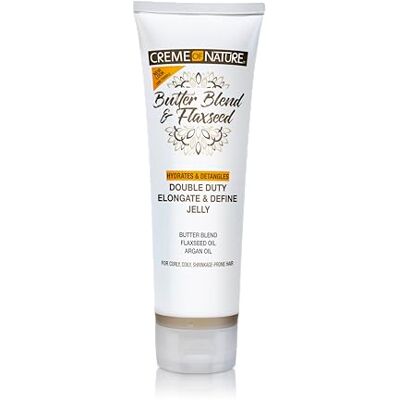 Creme of Nature Butter Blend en Flaxseed, stylinggelei, verlengt en definieert krullen, verwijdert krullen, niet-kleverige textuur, niet vet, stylingverzorging, krullend haar, 248 ml Creme of Nature Butter Blend en Flaxseed, stylinggelei, verlengt en definieert krullen, verwijdert krullen, niet-kleverige textuur, niet vet, stylingverzorging, krullend haar, 248 ml