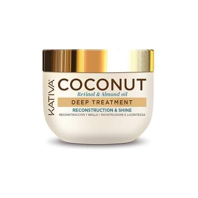 KATIVA Coconut Haarmasker, 300 ml, remontuur, glans en vocht, sterk beschadigd, gevoelig, droog haar, biologische kokosolie KATIVA Coconut Haarmasker, 300 ml, remontuur, glans en vocht, sterk beschadigd, gevoelig, droog haar, biologische kokosolie
