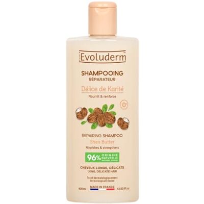 Evoluderm Herstellende Shea Shampoo – 400 ml – 96% ingrediënten van natuurlijke oorsprong – veganistisch Evoluderm Herstellende Shea Shampoo – 400 ml – 96% ingrediënten van natuurlijke oorsprong – veganistisch