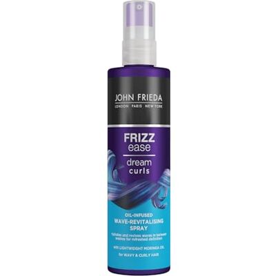 John Frieda Dream Curls Conditioner Spray Definieert, hydrateert en stimuleert krullen onmiddellijk, lichte formule zonder gewicht of resten, ideaal voor dagelijks gebruik en John Frieda Dream Curls Conditioner Spray Definieert, hydrateert en stimuleert krullen onmiddellijk, lichte formule zonder gewicht of resten, ideaal voor dagelijks gebruik en