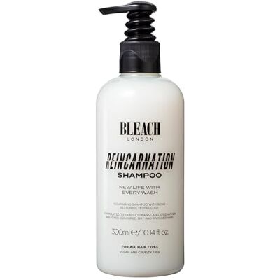 Bleach London Reincarnation Bond Restoring dagelijkse shampoo voor alle haartypes, veganistisch en PETA goedgekeurd, 300 ml For Dry, Damaged, Bleached or Coloured Hair. Strengthens with Creatine and Amino Acids. Ammonia and Paraben Free. Bleach London Reincarnation Bond Restoring dagelijkse shampoo voor alle haartypes, veganistisch en PETA goedgekeurd, 300 ml For Dry, Damaged, Bleached or Coloured Hair. Strengthens with Creatine and Amino Acids. Ammonia and Paraben Free.