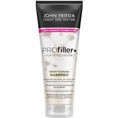 John Frieda Profiller+ shampoo, inhoud: 250 ml, haartype: fijn, verzwakt, versterkt de haarstructuur met slechts één toepassing, siliconenvrij John Frieda Profiller+ shampoo, inhoud: 250 ml, haartype: fijn, verzwakt, versterkt de haarstructuur met slechts één toepassing, siliconenvrij