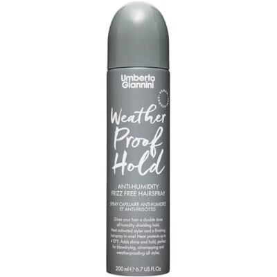 Umberto Giannini Frizz Weerbestendige spray, 200 ml, anti-kroes, ultralicht, hittebescherming, vochtbestendig, medium hard, verrijkt met vitamine E voor haar Umberto Giannini Frizz Weerbestendige spray, 200 ml, anti-kroes, ultralicht, hittebescherming, vochtbestendig, medium hard, verrijkt met vitamine E voor haar
